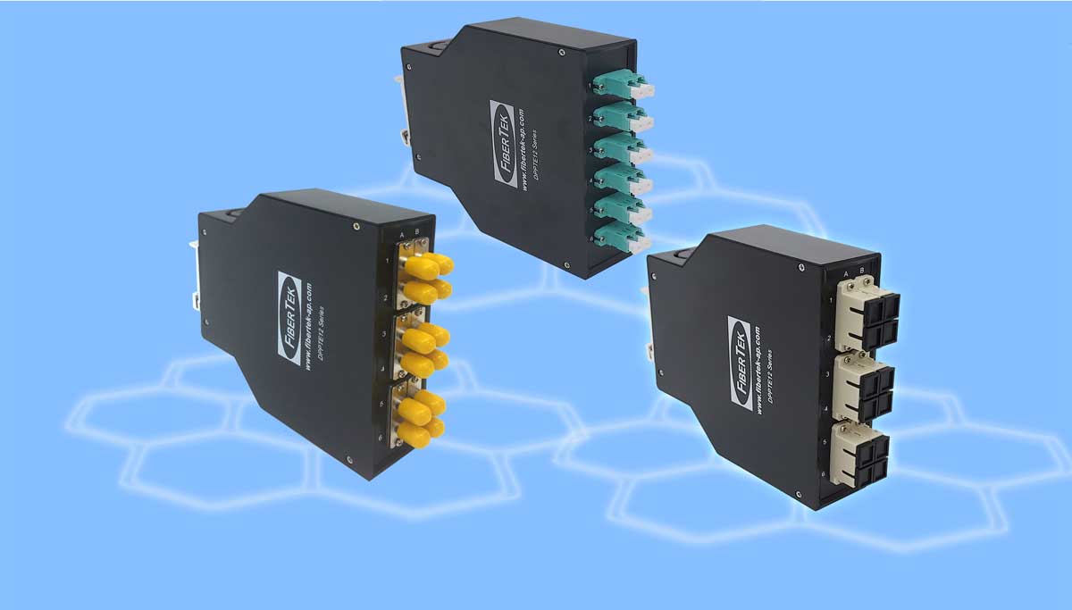 DPPTE12 Series Plastic DIN Rail Mount Fiber Patch Panels  with LC, SC and LC Duplex Adapters