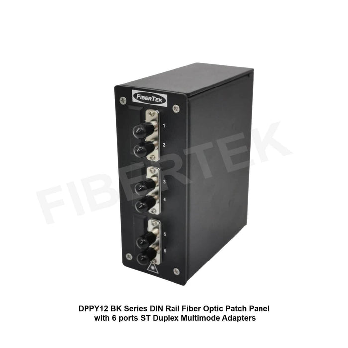 DPPY12 BK Series DIN Rail Fiber Patch Panel 6 ports ST Duplex Multimode Adapters