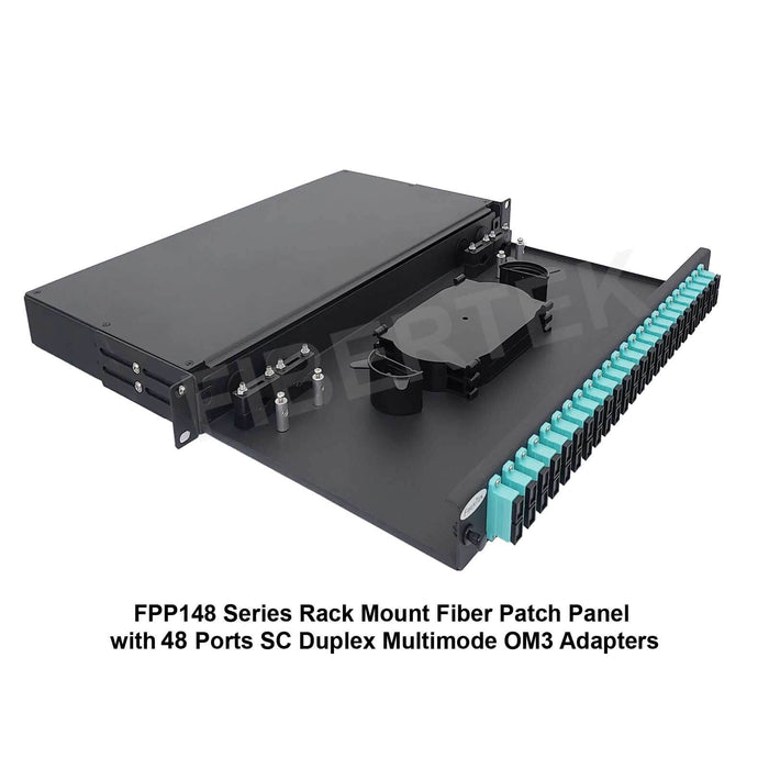 FPP148 series rack mount patch panel  with 48 ports SC Duplex  Multimode OM3 Adapters