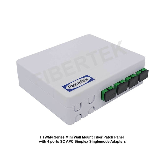 FTWM4 Series Mini Wall Mount Fiber Patch Panel with 4 ports SC APC Simplex Singlemode Adapters