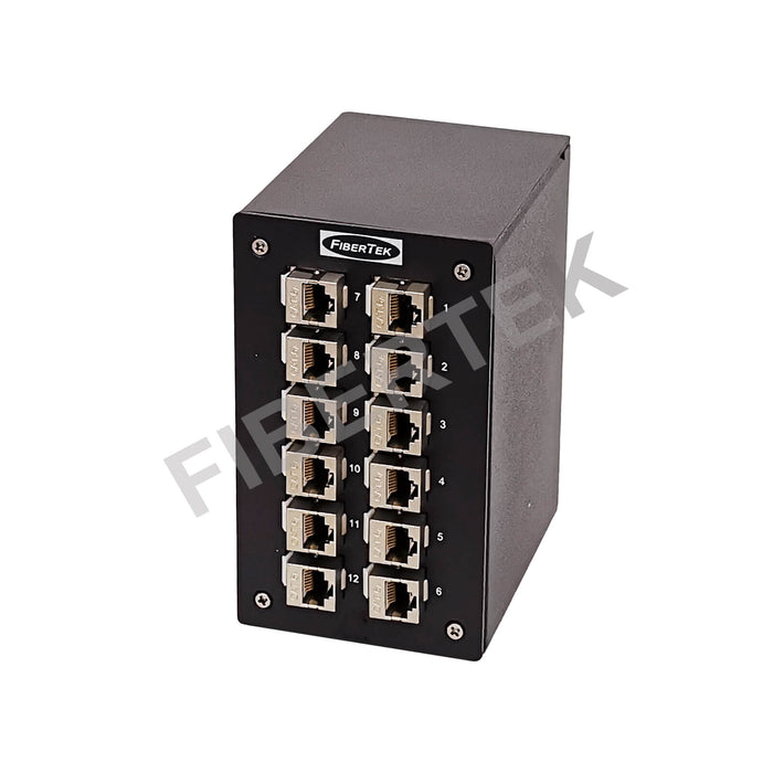 Side View of DPPY24-12-S6A(BK) STP CAT 6A DIN Rail Ethernet Copper Patch Panel