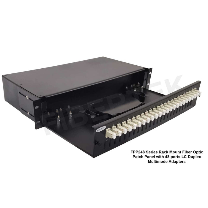 FPP248 series rack mount patch panel with 48  ports LC  Duplex Multimode Adapters