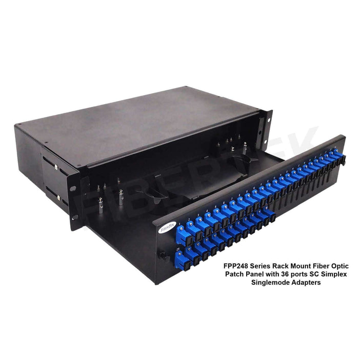 FPP248 series rack mount fiber optic patch panel with 36 ports SC Simplex Singlemode Adapters