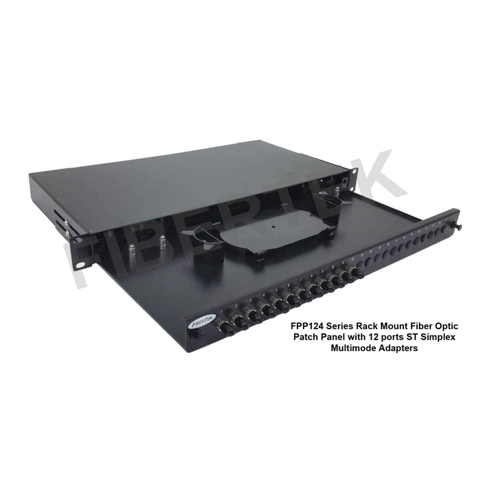 FPP124 series rack mount patch panel with 12 ports ST Simplex  Multimode Adapters