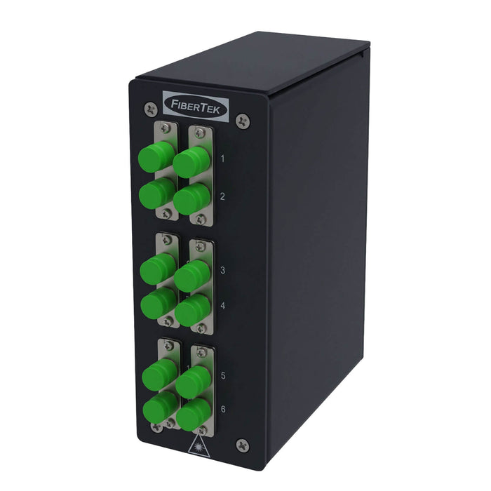 DPPY12 Series DIN Rail Fiber Patch Panel loaded with 12 fiber ports FC APC Duplex Singlemode Adapters