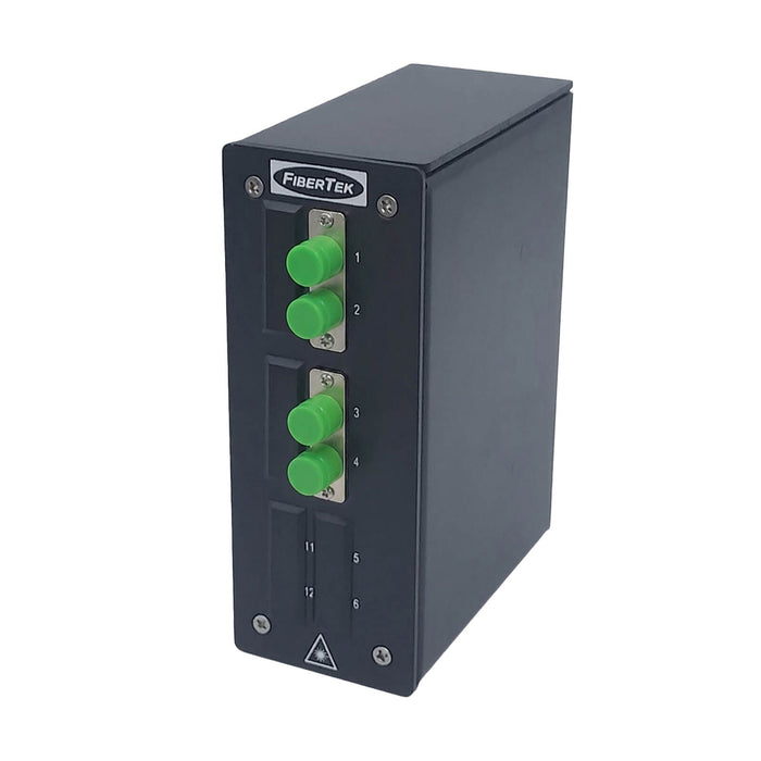 DPPY12 Series DIN Rail Fiber Patch Panel loaded with 4 fiber ports FC APC Duplex Singlemode Adapters