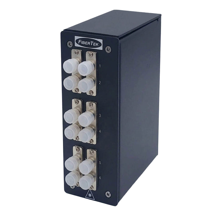 DPPY12 Series DIN Rail Fiber Patch Panel loaded with 12 fiber ports FC Duplex Multimode Adapters