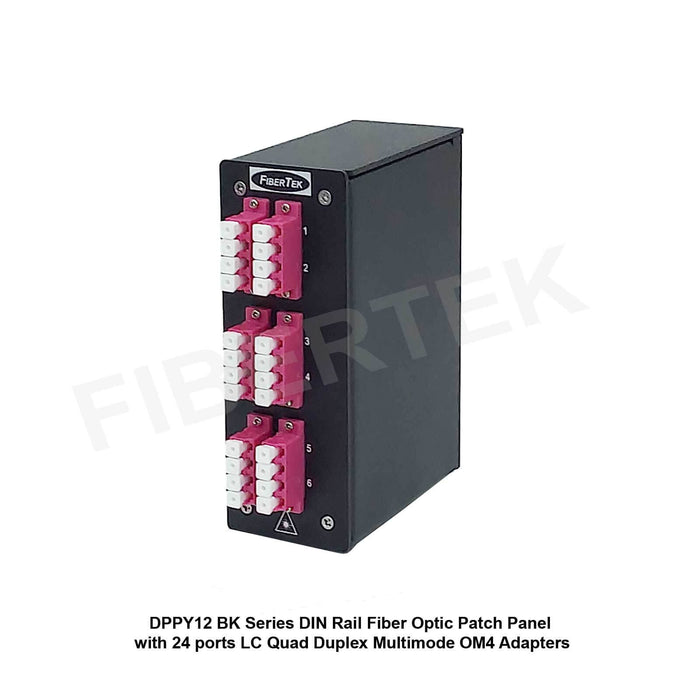 Side view of DPPY12 BK Series with 24 ports LC Quad Duplex Multimode OM4 Adapters