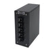 Side view of DPPY12 BK Series DIN Rail UTP CAT6A Ethernet Patch Panel loaded with 5 ports of Cat 6A keystone jacks