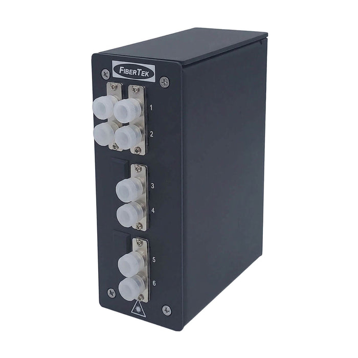 DPPY12 Series DIN Rail Fiber Patch Panel loaded with 8 fiber ports FC Duplex Multimode Adapters