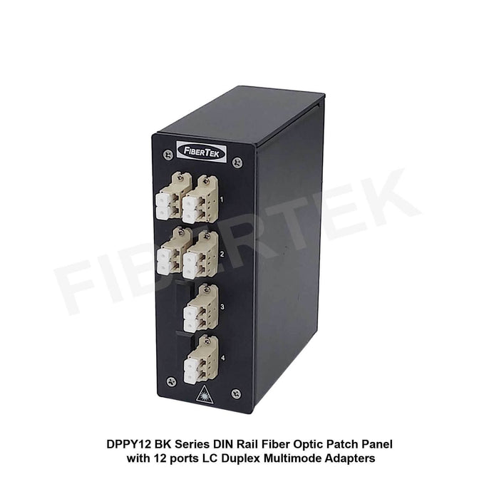 DPPY12 BK Series DIN Rail Fiber Patch Panel with 12 ports LC Duplex Multimode Adapters