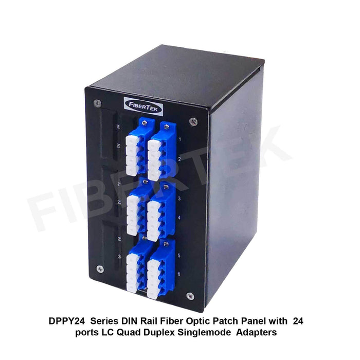 Side View of DPPY24 BK Series DIN Rail Patch Panel with 24 ports LC Quad Duplex Singlemode Adapters