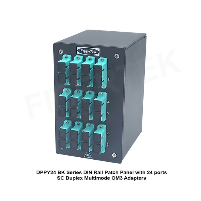 Side view of DPPY24 BK Series with 24 ports SC Duplex Multimode OM3 Adapters