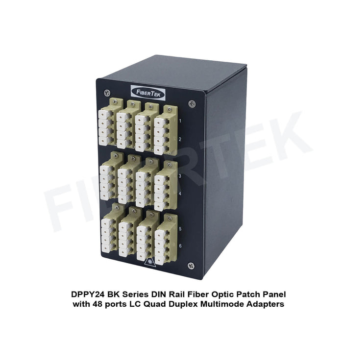 Side View of DPPY24 BK Series DIN Rail Patch Panel with 48 ports LC Quad Duplex Multimode Adapters
