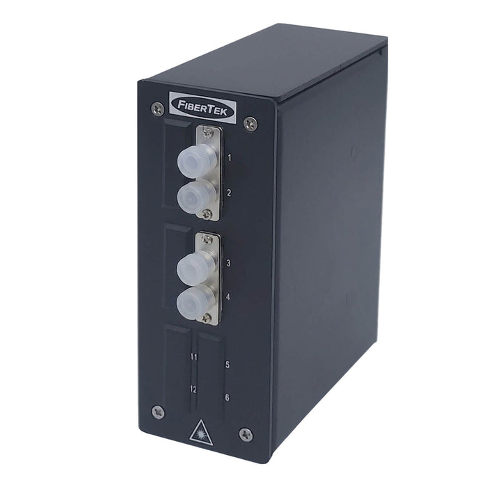 DPPY12 Series DIN Rail Fiber Patch Panel loaded with 4 fiber ports FC Duplex Multimode Adapters