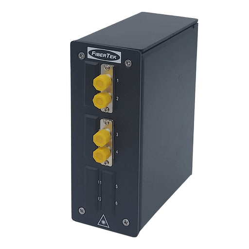DPPY12 Series DIN Rail Fiber Patch Panel loaded with 4 fiber ports FC Duplex Singlemode Adapters