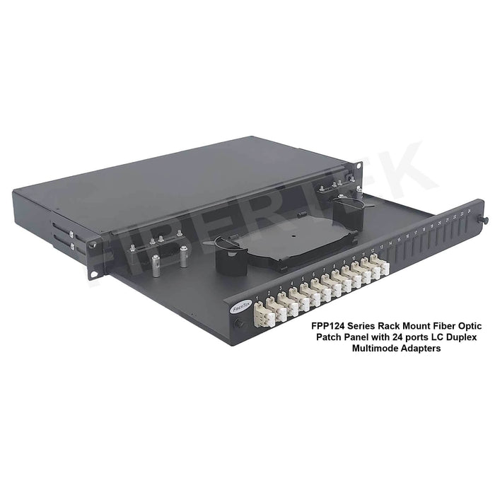 FPP124 series rack mount fiber patch panel with 24 ports LC duplex multimode adapters