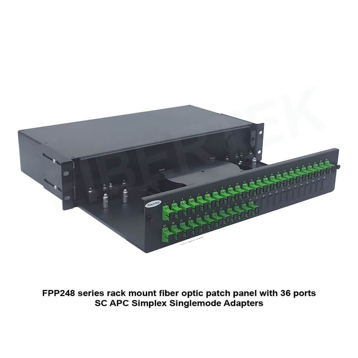 FPP248 series rack mount fiber optic patch panel with 36 ports SC APC Simplex Singlemode Adapters