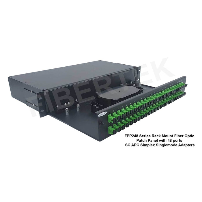 FPP248 series rack mount fiber optic patch panel with 48 ports SC APC Simplex Singlemode Adapters