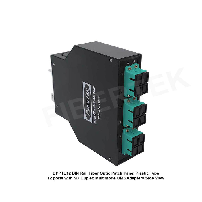 DIN Rail Fiber Optic Patch Panel SC Duplex Adapter Plastic Type 12 Ports - DPPTE12 Series