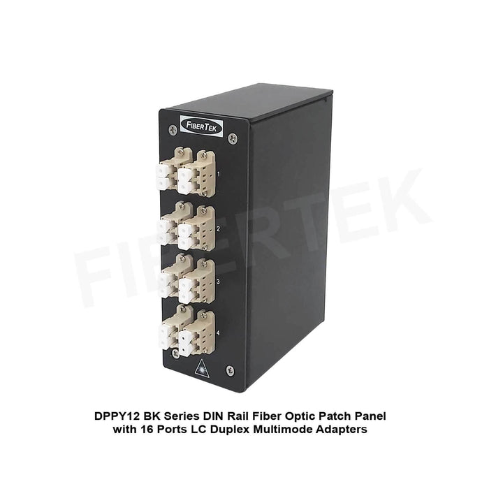 DPPY12 BK Series DIN Rail Fiber Patch Panel with 16 ports LC Duplex Multimode Adapters