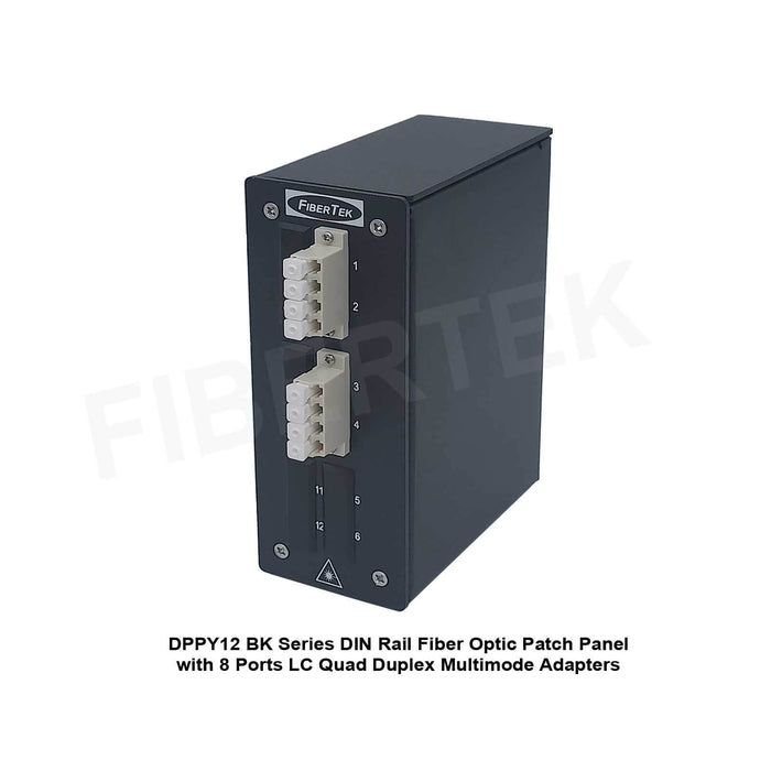 Side view of DPPY12 BK Series with 8 ports LC Quad Duplex Multimode Adapters