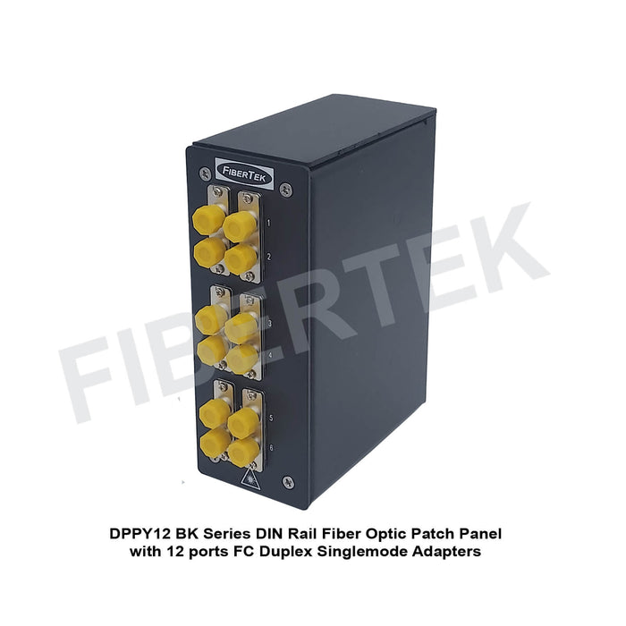 DPPY12 Series DIN Rail Fiber Patch Panel with 12 ports FC Duplex Singlemode Adapters