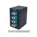 Side view of DIN Rail Fiber Optic Patch Panel DPPY24 BK Series with 16 ports LC Duplex Multimode OM3 Adapters