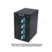 Side view of DIN Rail Fiber Optic Patch Panel DPPY24 BK Series with 8 ports LC Duplex Multimode OM3 Adapters