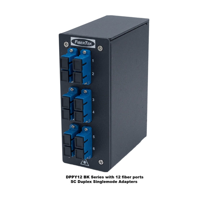 Side view of DPPY12 BK Series with 12 fiber ports SC Duplex Singlemode Adapters