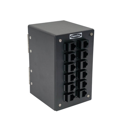 Side View of DPPY24-12-U6A(BK) UTP CAT 6A DIN Rail Ethernet Copper Patch Panel - left side view 
