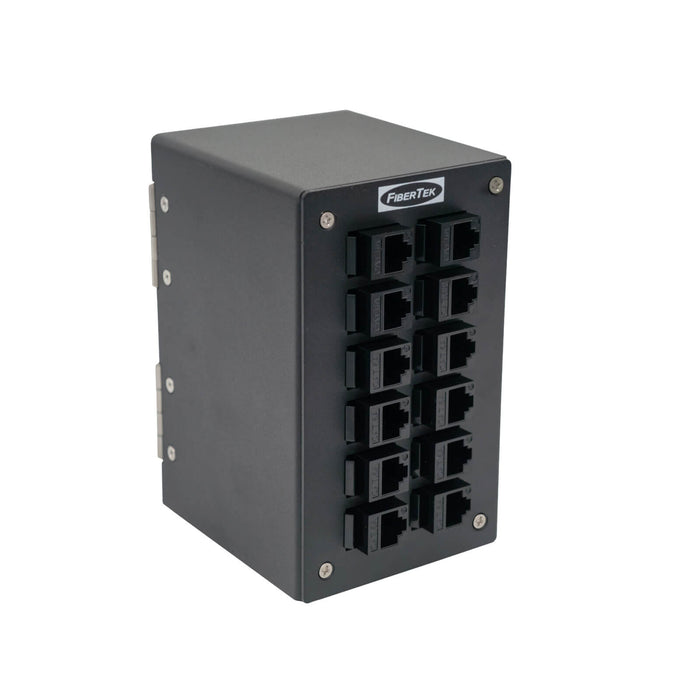 Side View of DPPY24-12-U6A(BK) UTP CAT 6A DIN Rail Ethernet Copper Patch Panel - left side view 