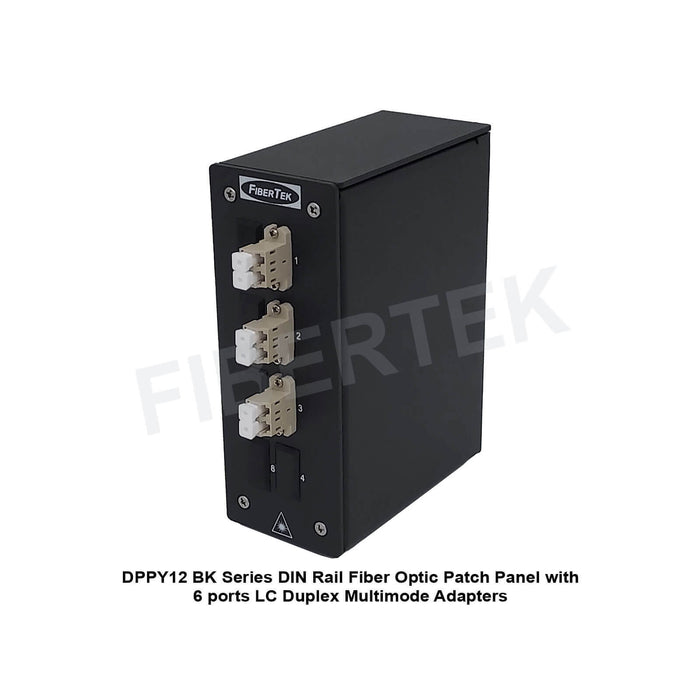 DPPY12 BK Series DIN Rail Fiber Patch Panel with 6 ports LC Duplex Multimode Adapters