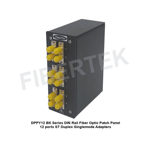 DPPY12 BK Series DIN Rail Fiber Patch Panel 12 ports ST Duplex Singlemode Adapters