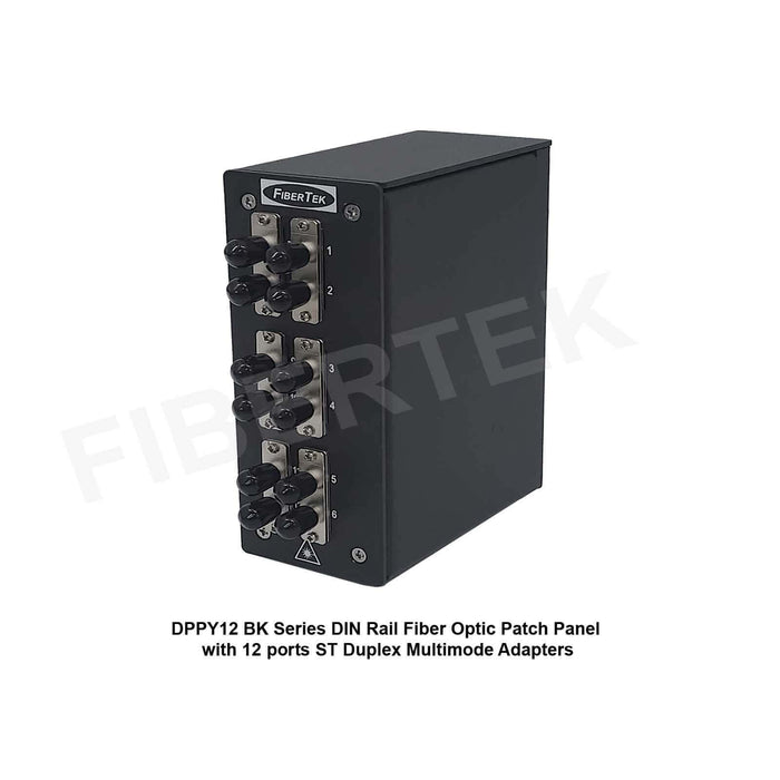 DPPY12 BK Series DIN Rail Fiber Patch Panel 12 ports ST Duplex Multimode Adapters