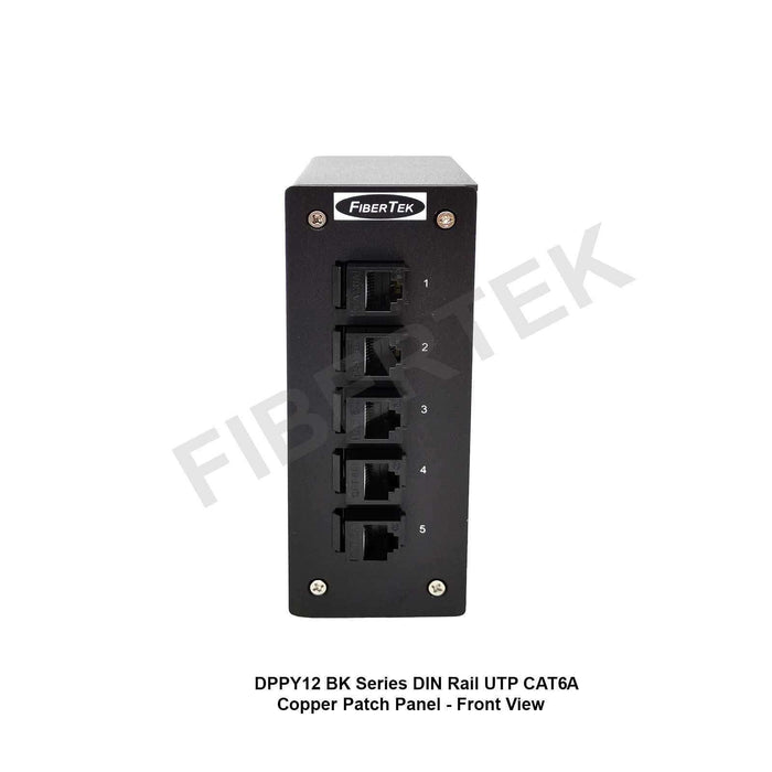 Front view of DPPY12 BK Series DIN Rail UTP CAT6A Patch Panel