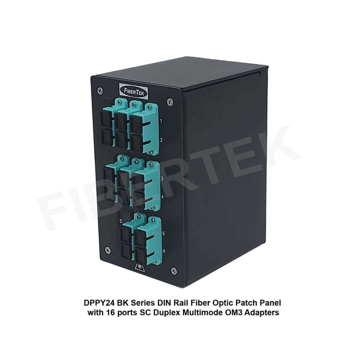Side view of DPPY24 BK Series with 16 ports SC Duplex Multimode OM3 Adapters