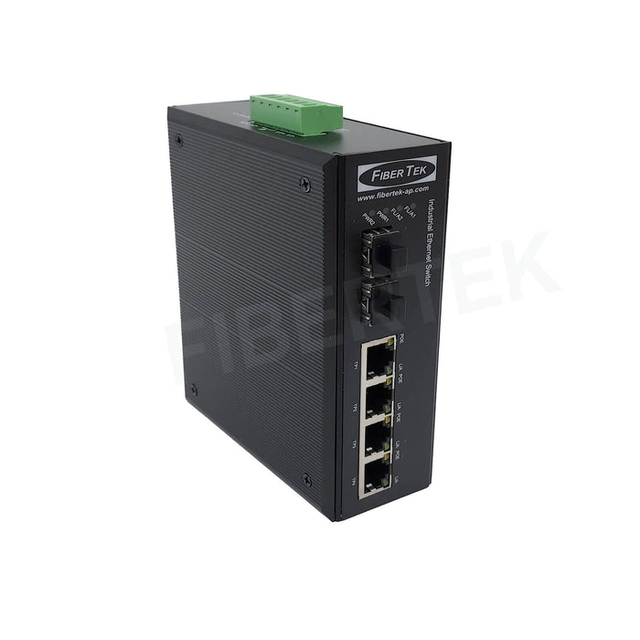 Right side view of FCNID-4EP-2ES Industrial PoE Fast Ethernet Converter