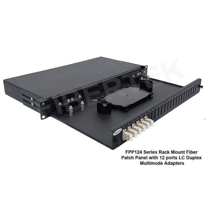 FPP124 series rack mount fiber patch panel with 12 ports LC duplex multimode adapters