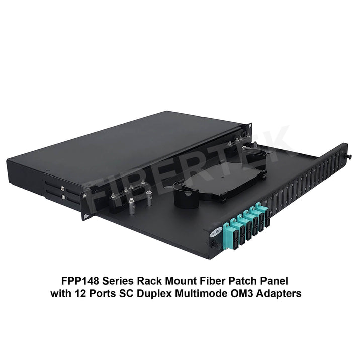 FPP148 series rack mount patch panel  with 12 ports SC Duplex  Multimode OM3 Adapters
