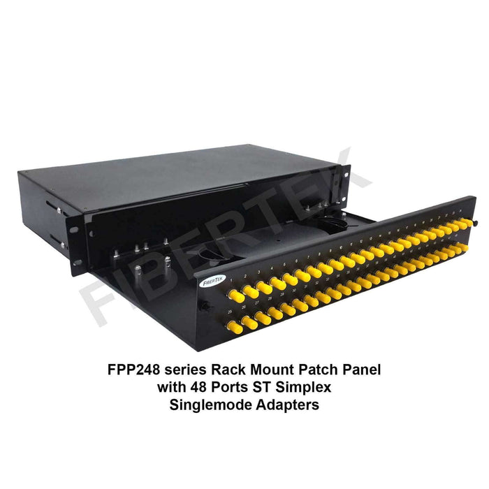 FPP248 series Rack Mount Patch Panel with 48 ports ST Simplex Singlemode Adapters