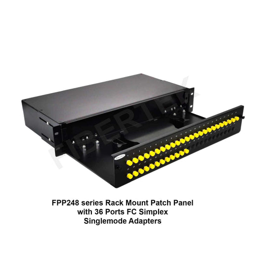 FPP248 series sliding rack mount fiber optic patch panel with 36 ports FC simplex Singlemode Adapters