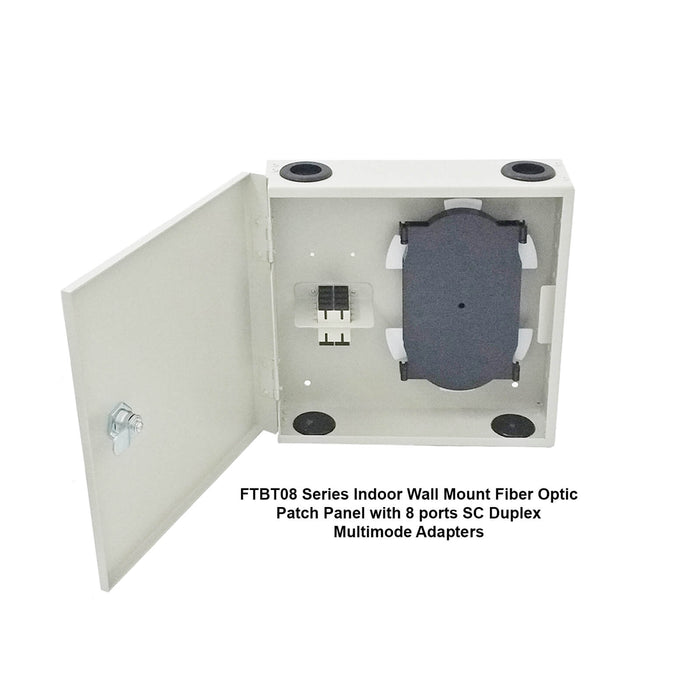 FTBT08 Series Indoor Wall Mount Panel with SC Duplex Multimode Adapters
