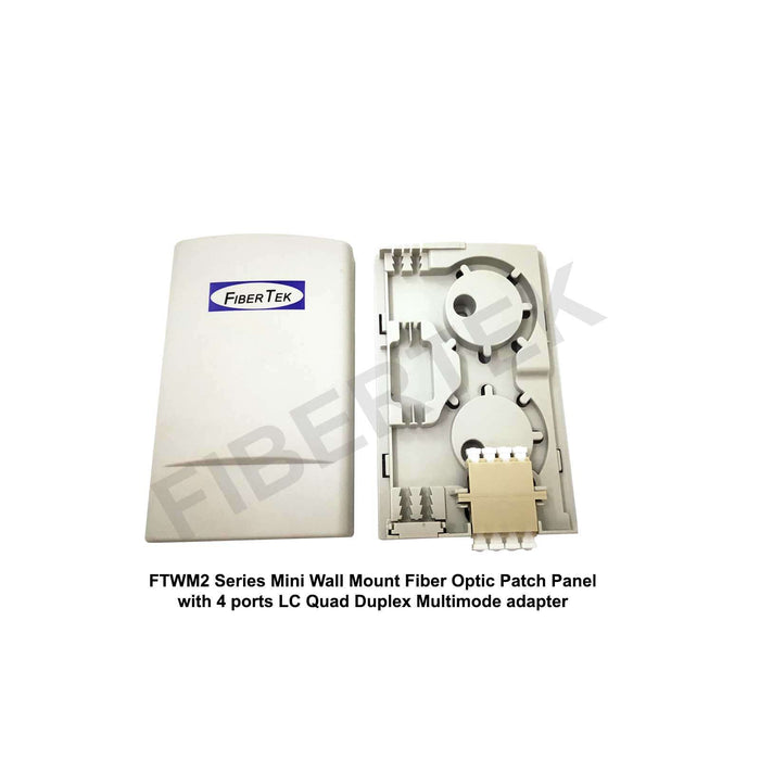 FTWM2 Series Mini Wall Mount Patch Panel with 4 ports LC Quad Duplex Multimode Adapter