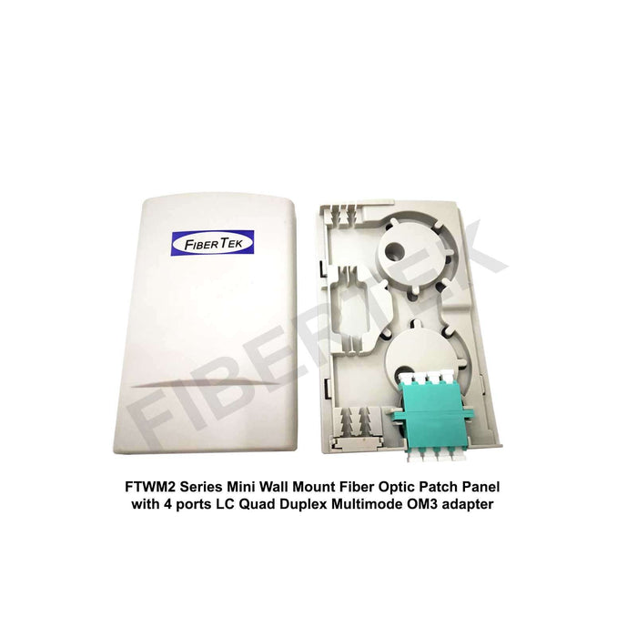 FTWM2 Series Mini Wall Mount Patch Panel with 4 ports LC Quad Duplex Multimode OM3 Adapter