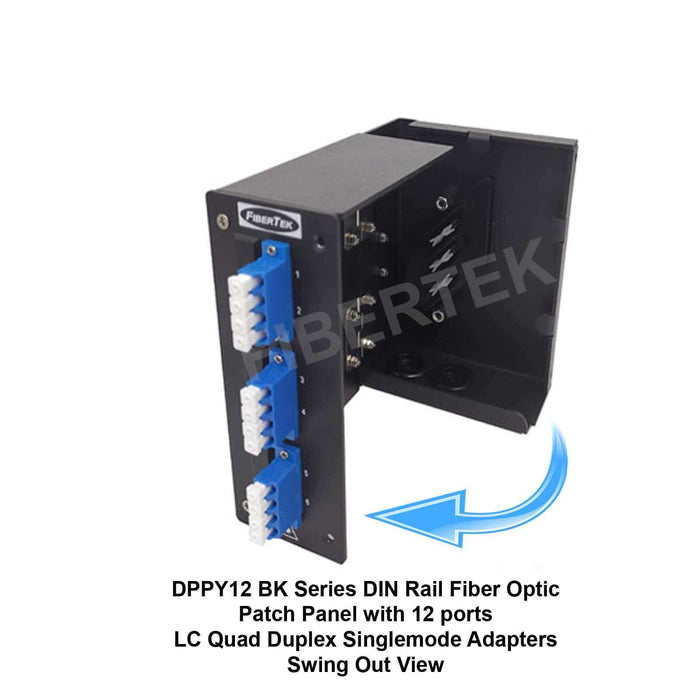 Swing out view of DPPY12 BK Series with 12 ports LC Quad Duplex Singlemode Adapters
