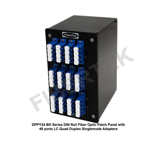 DPPY24 BK Series DIN Rail Patch Panel with 48 ports LC Quad Duplex Singlemode Adapters