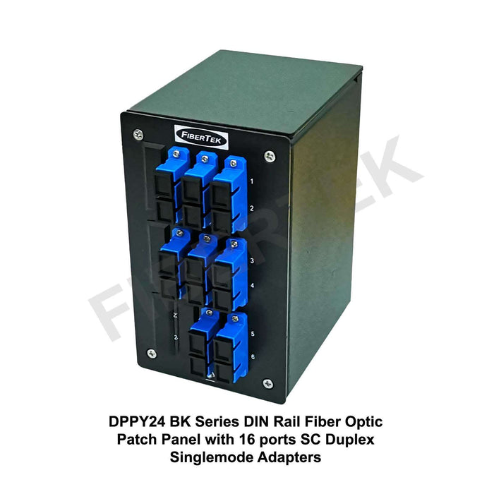 Side view of DPPY24 BK Series with 16 ports SC Duplex Singlemode Adapters