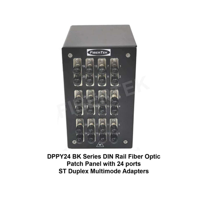 Front view of DPPY24 BK Series with 24 ports ST Duplex Multimode Adapters