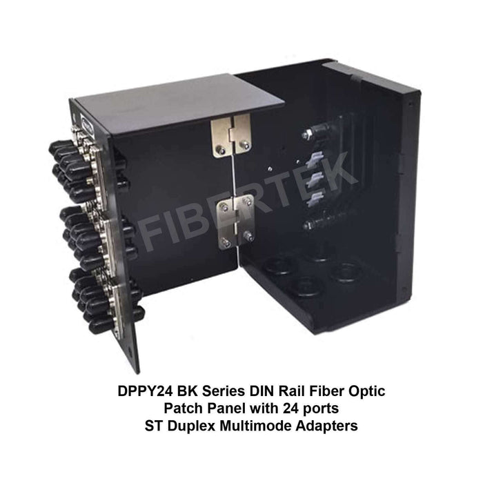 Swing out view of DPPY24 BK Series with 24 ports ST Duplex Multimode Adapters